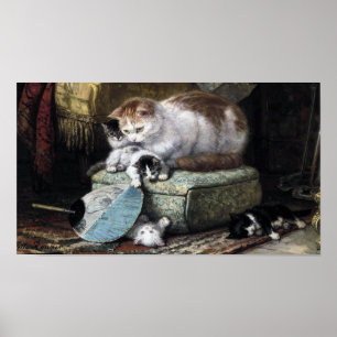 Katzenfamilie, Henriette Ronner-Knip Poster