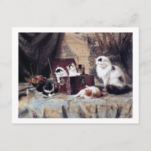 Katzenfamilie, Henriette Ronner-Knip Postkarte (Vorderseite)