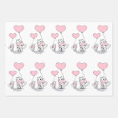 Katzenfamilie mit rosa Herzballoons Geschenkpapier Set (Vorderseite 3)