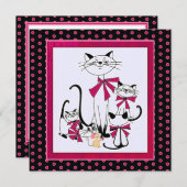 Katzenfamilie und Maus Feiertagskarte (Vorne/Hinten)
