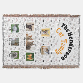 Katzenfamilien-Foto-Collage – Cartoon-Katzenmuster Decke
