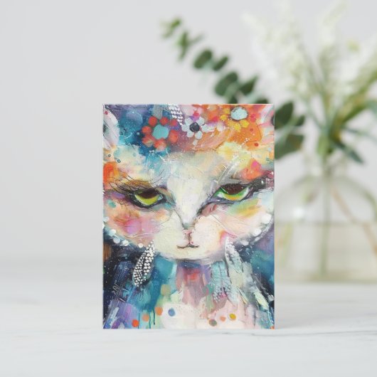 Katzenfarbe Spritzer Postkarte (Stehend Vorderseite)
