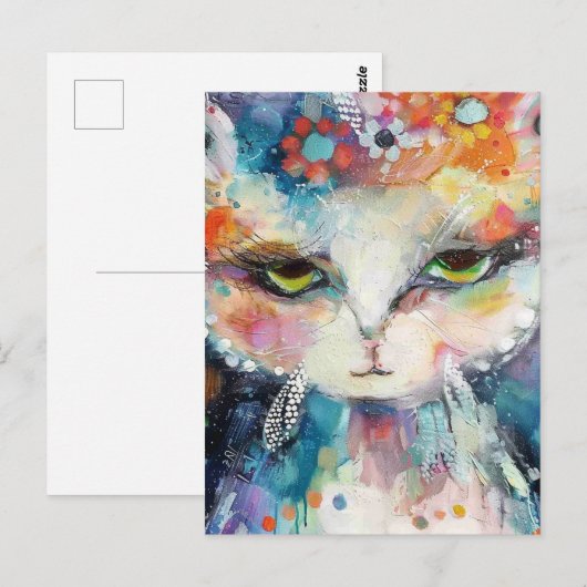 Katzenfarbe Spritzer Postkarte (Vorne/Hinten)