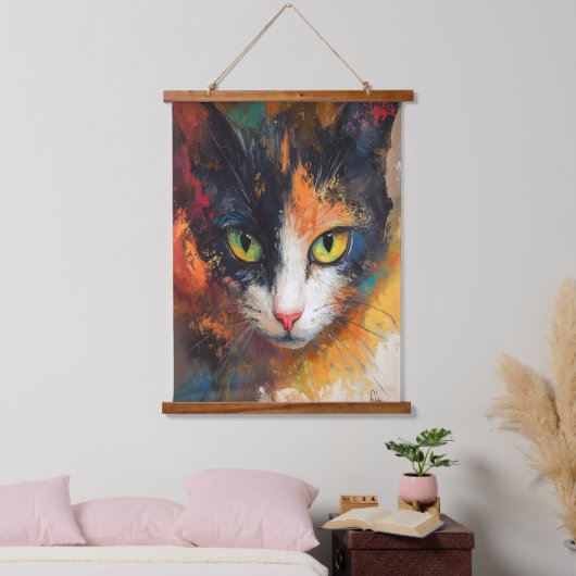 Katzenfass-Ölgemälde Wandteppich Mit Holzrahmen (Schlafzimmer)