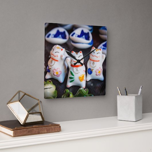 Katzenfiguren werden quadratische wanduhr (Büro)