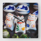 Katzenfiguren werden quadratische wanduhr (Vorderseite)