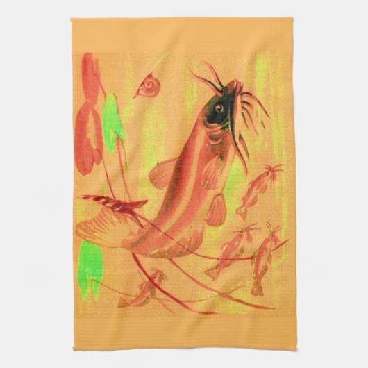 Katzenfisch Geschirrtuch (Vertikal)