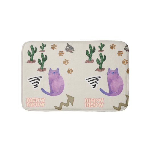 Katzenfisch Kaktus Paws Meow Duschmatte Badezimmer Badematte (Vorderseite)
