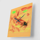 Katzenfisch Quadratische Wanduhr (Winkel)