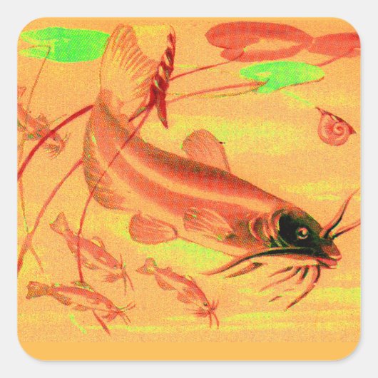 Katzenfisch Quadratischer Aufkleber (Vorderseite)
