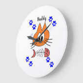 Katzenfische Knochen Paare Meow Clock Große Wanduhr (Winkel)