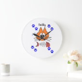 Katzenfische Knochen Paare Meow Clock Große Wanduhr (Zuhause)