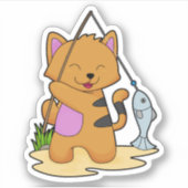 Katzenfische mit Angelstab und Fisch Aufkleber (Vorderseite)