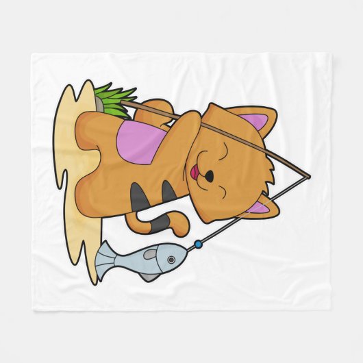 Katzenfische mit Angelstab und Fisch Fleecedecke (Vorderseite (Horizontal))