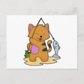 Katzenfische mit Angelstab und Fisch Postkarte (Vorderseite)