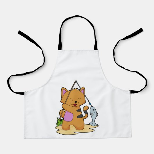 Katzenfische mit Angelstab und Fisch Schürze (Vorderseite)