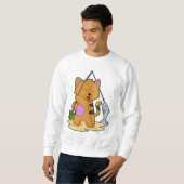 Katzenfische mit Angelstab und Fisch Sweatshirt (Vorne ganz)