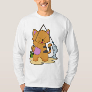 Katzenfische mit Angelstab und Fisch T-Shirt