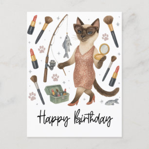 Katzenfischen Liebt Kaffee trinken Geburtstag Postkarte
