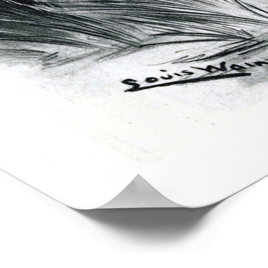 Katzenfischen, Louis Wain Poster (Ecke)