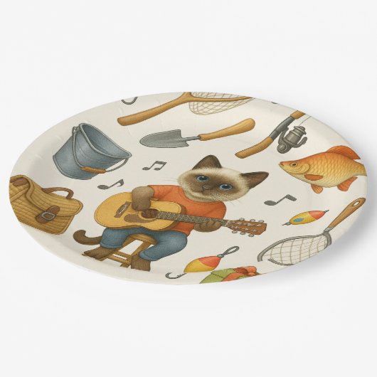 Katzenfischer Pappteller (Schrägansicht)