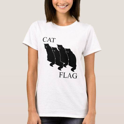 Katzenflagge Funny Black Flag T-Shirt (Vorderseite)