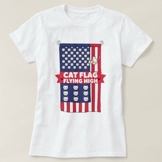 Katzenflagge hoch - Patriotischer Katzenfahne T -  T-Shirt (Design vorne)