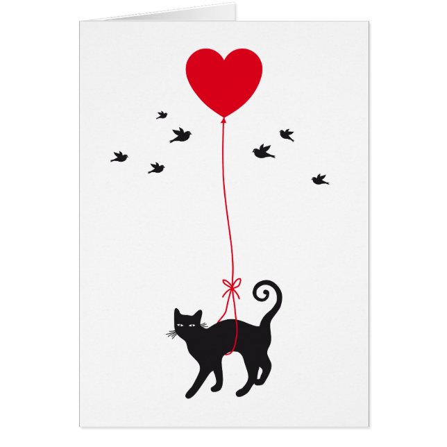 Katzenfliegen mit rotem Herzballon und -vögeln (Vorne)