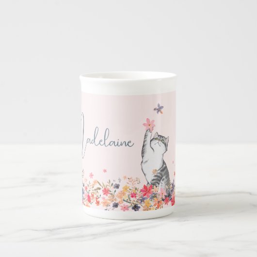 Katzenflorrosa Whimsical Hot Chocolate Porzellantasse (Vorderseite)