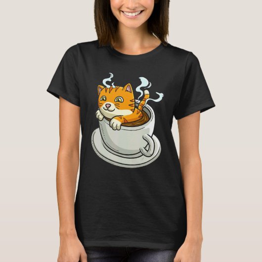 Katzenflüsterer trinkt Kaffee Kaffeetrinker T-Shirt (Vorderseite)