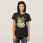 Katzenflüsterer trinkt Kaffee Kaffeetrinker T-Shirt (Vorne ganz)
