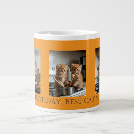 Katzenfoto-Collage Beste Katzenmutter Jumbo-Tasse (Vorderseite)