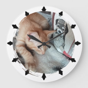 Katzenfoto, Humor, austauschbar, Rund Große Wanduhr