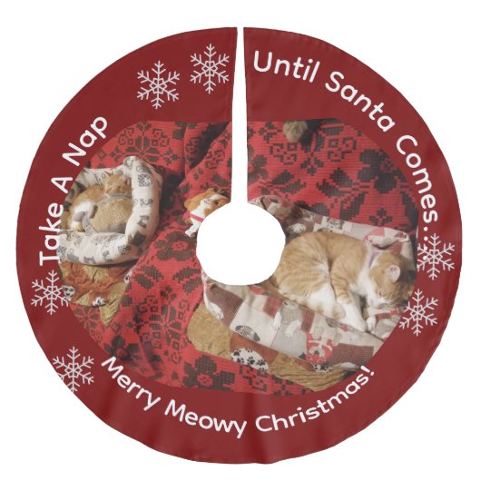 Katzenfoto, Humor Text, Anpassen , Polyester Weihnachtsbaumdecke (Vorderseite)