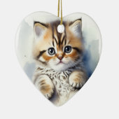 Katzenfoto in Herzform Keramik Ornament (Rechts)