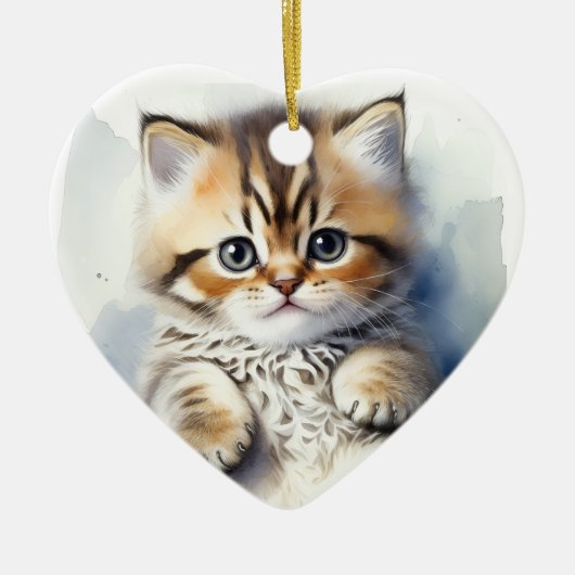 Katzenfoto in Herzform Keramik Ornament (Vorne)