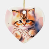 Katzenfoto in Herzform Keramik Ornament (Hinten)