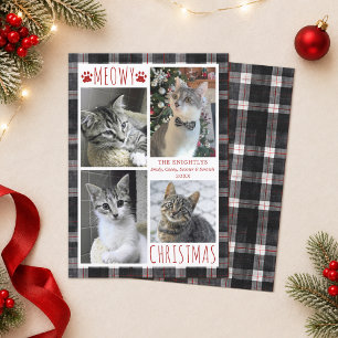 Katzenfoto-Kollage MEOWY WEIHNACHTEN Kariert