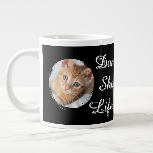 Katzenfoto, Text, ersetzbar, Jumbo-Tasse (Links)