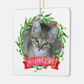 Katzenfoto-Weihnachtskranz Keramikornament (Links)