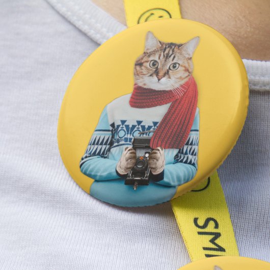 Katzenfotograf in vintage Pullover Quirky Button