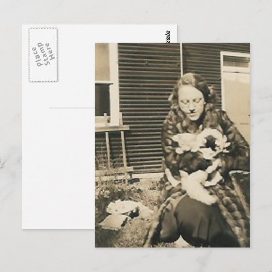 Katzenfrau Postkarte (Vorne/Hinten)