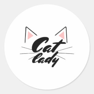 Katzenfrau Runder Aufkleber