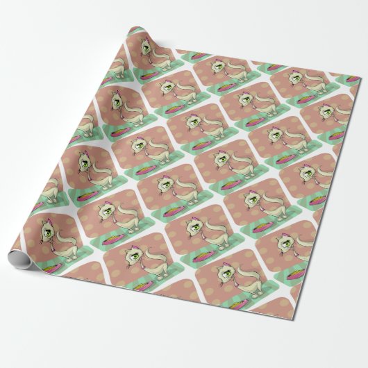 Katzenfutter zum Frühstück Gourmet Geschenkpapier (Ungerollt)