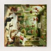 Katzengarten auf sonniger Veranda Puzzle (Horizontal)