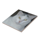 Katzengedanken Weiße Katze Fliese (Seite)