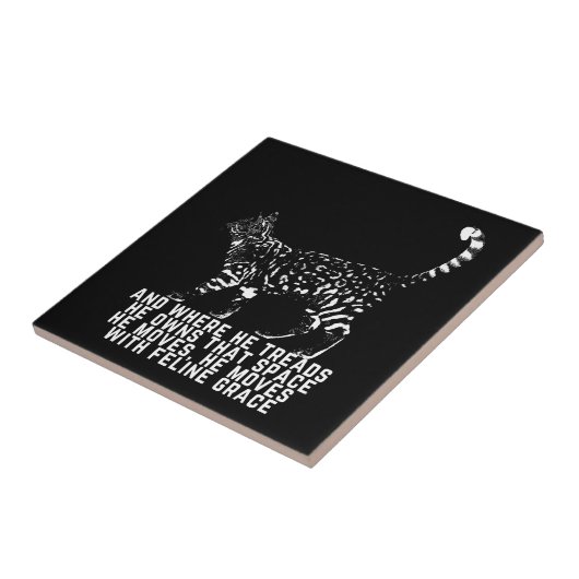 Katzengedicht Kontur mit schwarzem, felinfarbenem  Fliese (Seite)