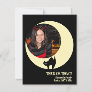 Katzengelber Mond Halloween Foto Gruß Karte