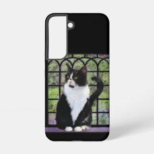 Katzengemälde im Fenster - Originale Tierkunst Samsung Galaxy Hülle