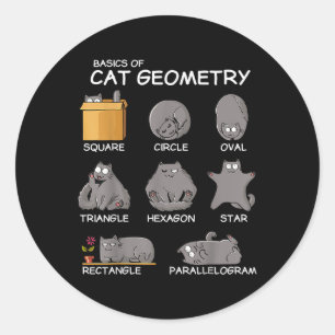 Katzengeometrie Math Funny Cat Geschenke für Katze Runder Aufkleber